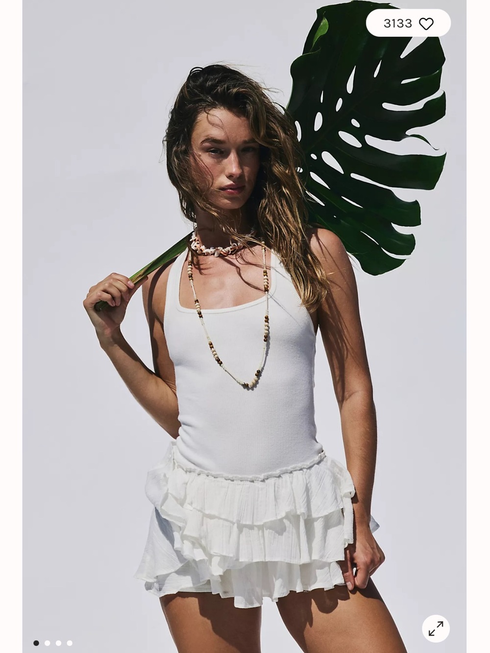 Free People Beach Babe Ruffles Tiered Ribbed Knit Tank Romper S